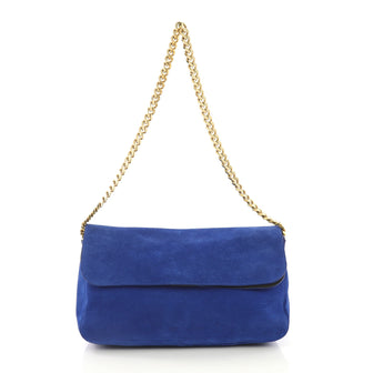 Celine Gourmette Shoulder Bag Suede Small Blue 4052711