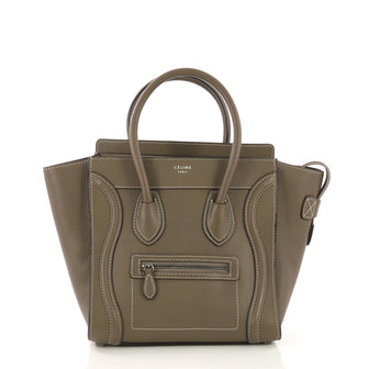 Celine Luggage Handbag Grainy Leather Micro Gray 405276