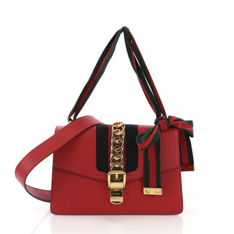 Gucci Sylvie Shoulder Bag Leather Small Red