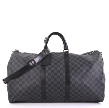 Louis Vuitton Keepall Bandouliere Bag Damier Graphite 55 Gray
