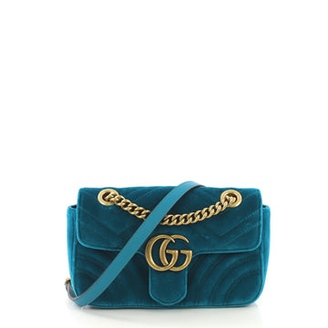 Gucci Model: GG Marmont Flap Bag Matelasse Velvet Mini Blue 40529/26