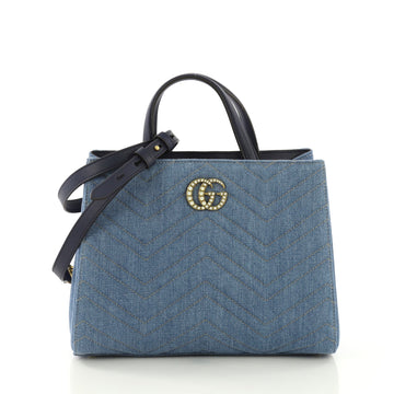 Gucci Model: Pearly GG Marmont Tote Matelasse Denim Small Blue 40529/39