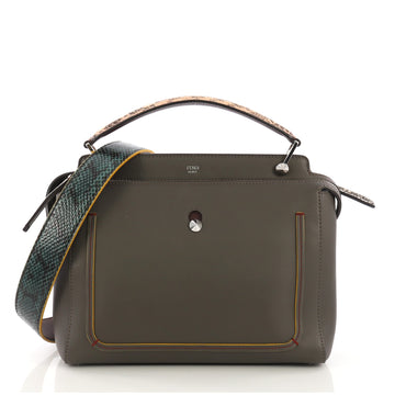 Fendi DotCom Convertible Satchel Leather with Elaphe Medium Gray