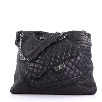 Chanel Karl's Fantasy Cabas Tote Quilted Leather Black