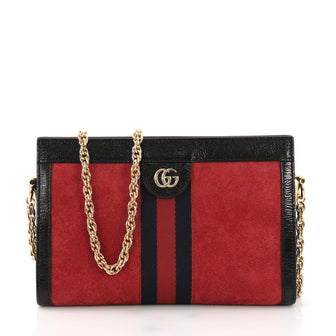 Gucci Ophidia Chain Shoulder Bag Suede Small Red