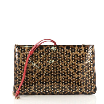 Christian Louboutin Loubiposh Clutch Spiked Patent Brown