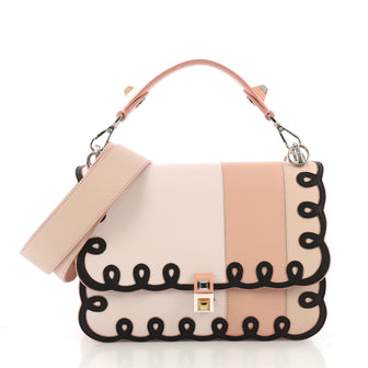 Fendi Kan I Swirl Handbag Leather Medium Pink