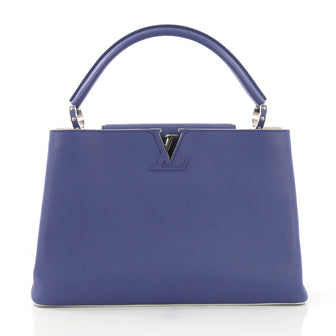 Louis Vuitton Capucines Handbag Leather MM Blue