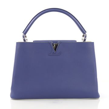 Louis Vuitton Capucines Handbag Leather MM Blue