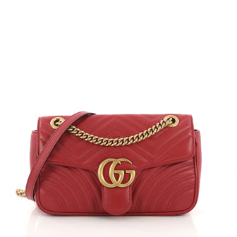Gucci GG Marmont Flap Bag Matelasse Leather Small Red 40532/6