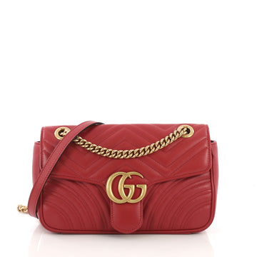 Gucci GG Marmont Flap Bag Matelasse Leather Small Red 40532/6