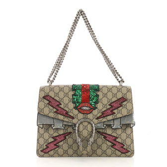 Gucci Dionysus Handbag Embellished GG Coated Canvas Medium Brown 40536/1