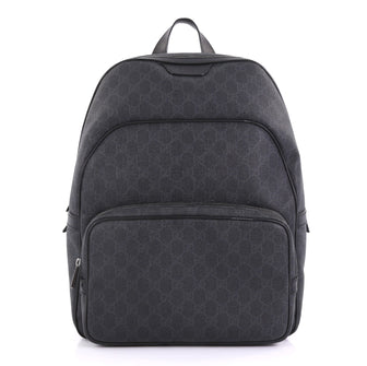 Gucci Zip Pocket Backpack GG Coated Canvas Medium Black 405401