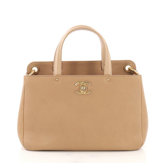 Chanel CC Lock Shopping Tote Caviar Small Neutral