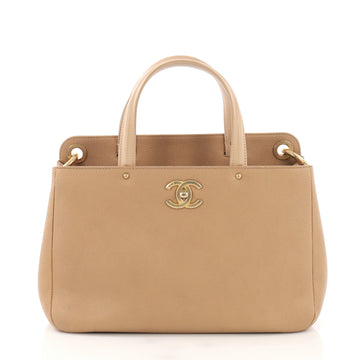 Chanel CC Lock Shopping Tote Caviar Small Neutral