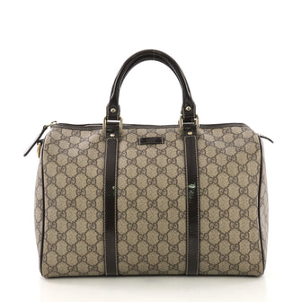 Gucci Joy Boston Bag GG Coated Canvas Medium Brown 405622