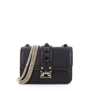 Valentino Glam Lock Shoulder Bag Leather Mini Black 405623