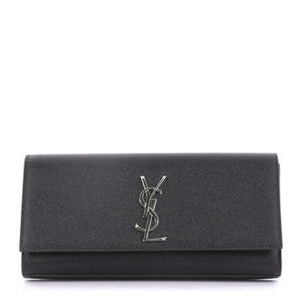 Saint Laurent Classic Monogram Clutch Leather Long Black 405631