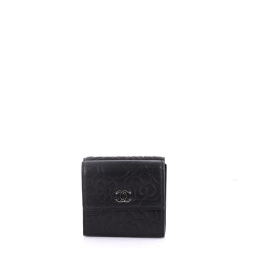 Chanel Model: Trifold Wallet Camellia Lambskin Compact  Black 40567/27