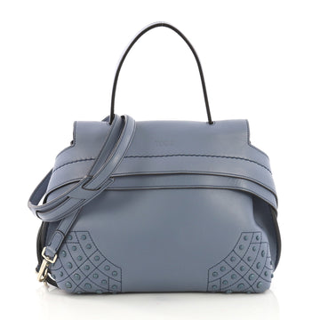Tod's Studded Convertible Wave Bag Leather Mini Blue 40568101