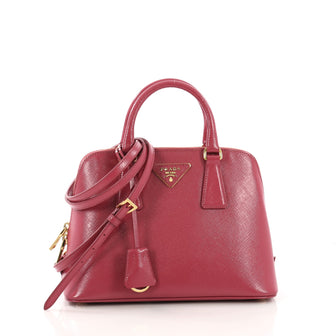 Prada Promenade Handbag Vernice Saffiano Leather Small Pink