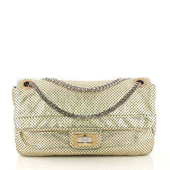 Chanel Drill Flap Bag Perforated Leather Medium Gold