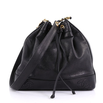 Chanel Model: Vintage CC Drawstring Bucket Bag Caviar Medium Black 40568/122
