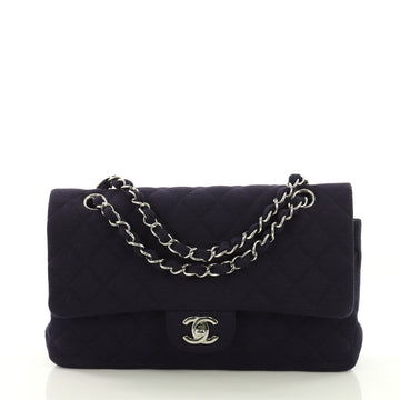 Chanel Classic Double Flap Bag Quilted Jersey Medium Blue