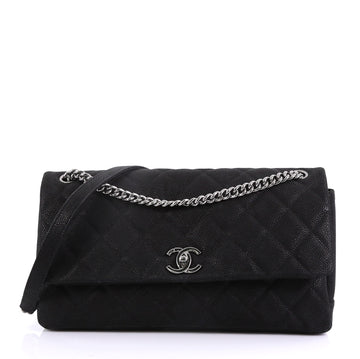 Chanel Model: Lady Pearly Flap Bag Quilted Matte Caviar Medium  Black 40568/14