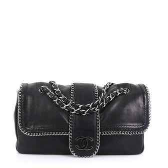 Chanel Madison Flap Bag Leather Medium Black 4056815