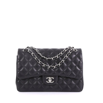 Chanel Classic Double Flap Bag Quilted Lambskin Jumbo Black