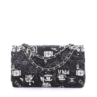 Chanel Airlines Classic Double Flap Bag Quilted Printed Satin
