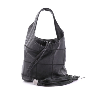 Chanel Square Stitch Tassel Hobo Quilted Leather Small Black