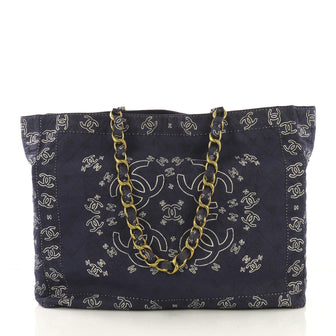 Chanel Bandana Tote Quilted Canvas XL Blue 4056841