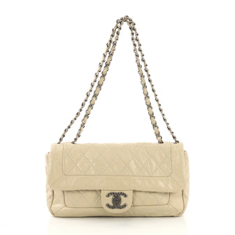 Chanel Model: Coco Rider Flap Bag Quilted Aged Calfskin Medium Neutral 40568/6