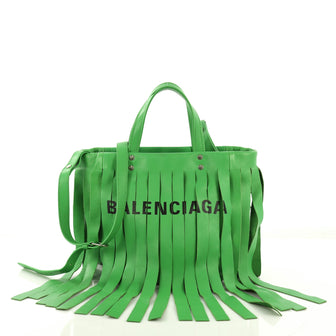 Balenciaga Laundry Cabas Tote Fringe Leather XS Green 4056893