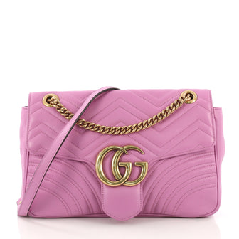 Gucci GG Marmont Flap Bag Matelasse Leather Medium Purple 40570/11