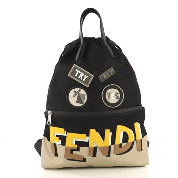 Fendi Monster Vocabulary Drawstring Backpack Printed Nylon 40572111