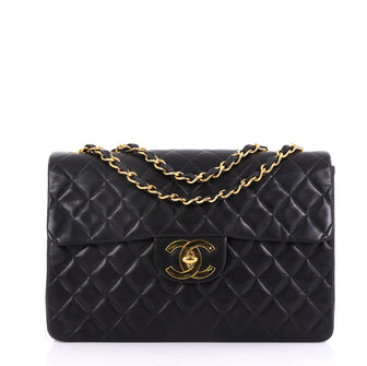  Chanel Model: Vintage Classic Single Flap Bag Quilted Lambskin Maxi Black 40572/131