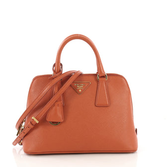 Prada Promenade Handbag Saffiano Leather Small Orange