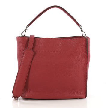 Fendi Selleria Anna Bucket Bag Leather Small Red