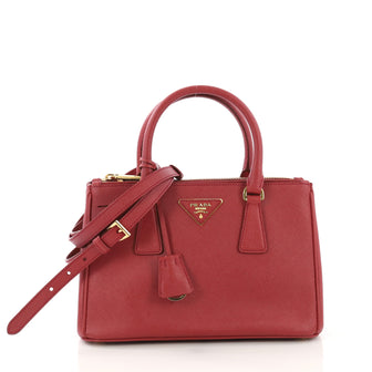 Prada Double Zip Lux Tote Saffiano Leather Mini Red 40572142