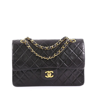  Chanel Model: Vintage Classic Double Flap Bag Quilted Lambskin Medium Black 40572/148