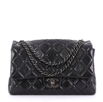 Chanel Model: Coco Soft Flap Bag Quilted Glazed Calfskin Jumbo Black 40572/166