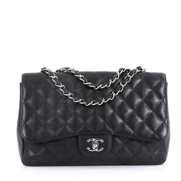 Chanel Model: Vintage Classic Single Flap Bag Quilted Caviar Jumbo Black 40572/167
