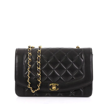 Chanel Model: Vintage Diana Flap Bag Quilted Lambskin Medium Black 40572/172