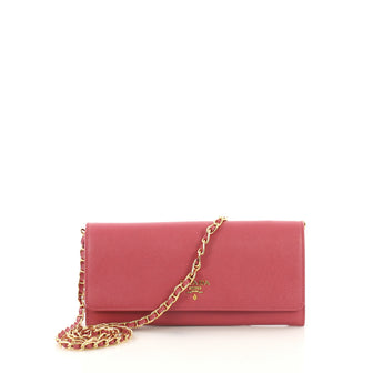 Prada Wallet on Chain Saffiano Leather Pink