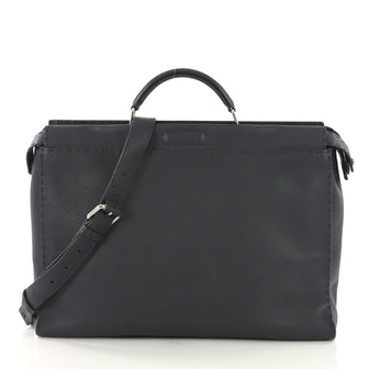 Fendi Selleria Peekaboo Handbag Leather XL Blue 4057218
