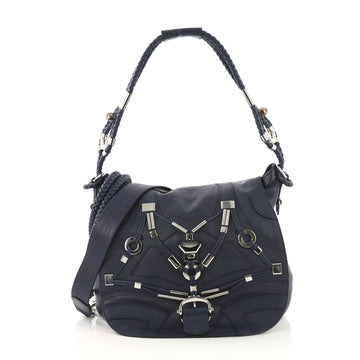 Gucci Techno Horsebit Convertible Hobo Embellished Leather Blue 4057220