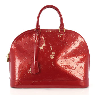 Louis Vuitton Alma Handbag Monogram Vernis GM Red